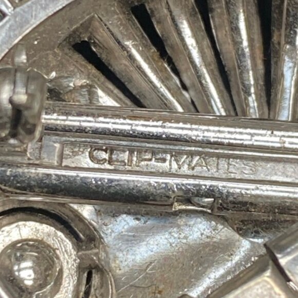 RARE SPECTACULAR DESIGN!, AUTHENTIC VINTAGE ART DECO CLIP-MATES BROOCH / PIN KTF - Picture 6 of 13